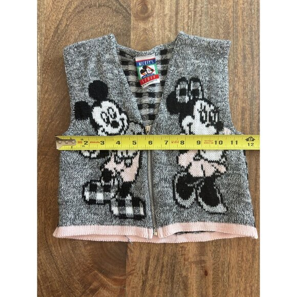 Vintage Disney Mickey's Stuff Vest Youth Small Gray Knit Mickey Minnie Made USA - Picture 4 of 8